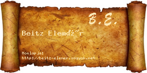 Beitz Elemér névjegykártya
